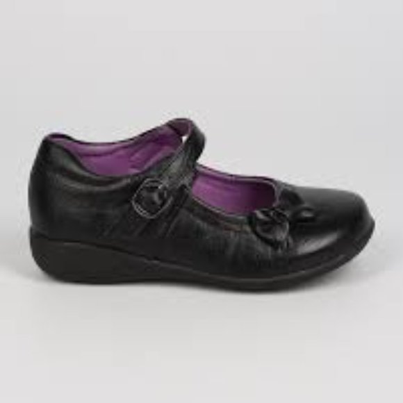 Toddler/ Little/ Big Girl Leatherette Bow Tie Mary Jane Uniform Shoe -Black - Picture 2 of 3
